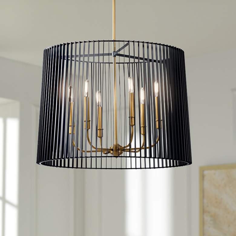 Image 1 Kichler Linara 26" Wide Black and Brass 6-Light Chandelier
