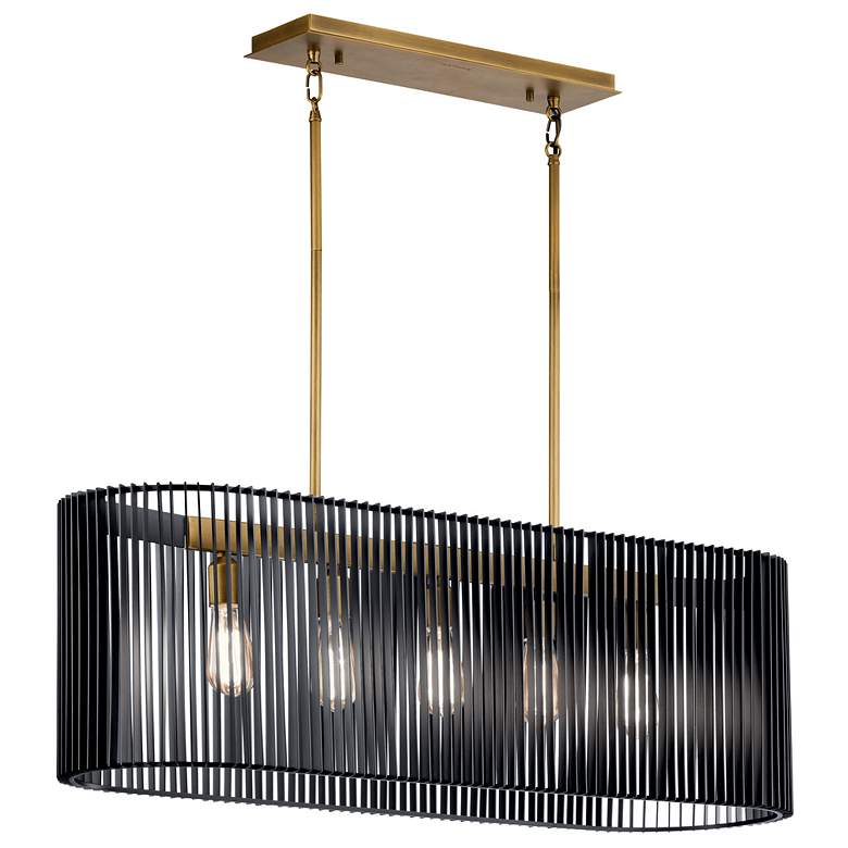 Image 2 Kichler Linara 40" Brass and Black 5-Light Modern Linear Chandelier