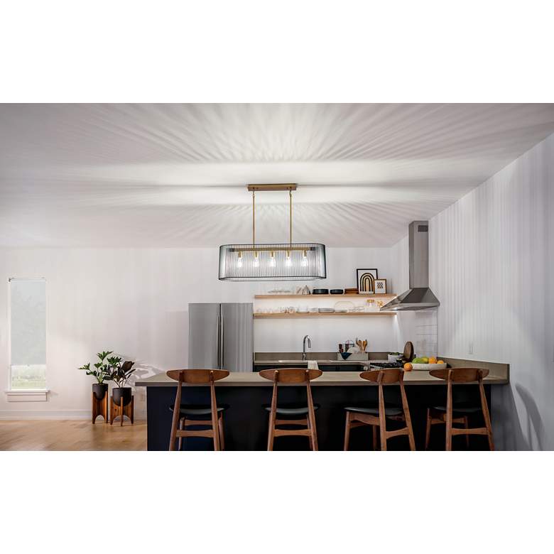 Image 6 Kichler Linara 40" Brass and Black 5-Light Modern Linear Chandelier more views