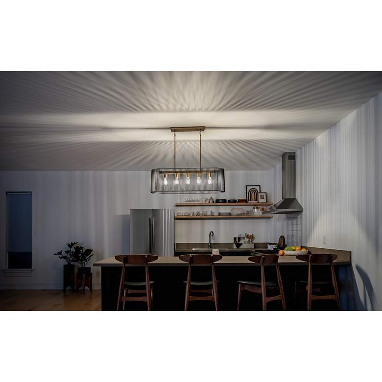 Image 7 Kichler Linara 40" Brass and Black 5-Light Modern Linear Chandelier more views