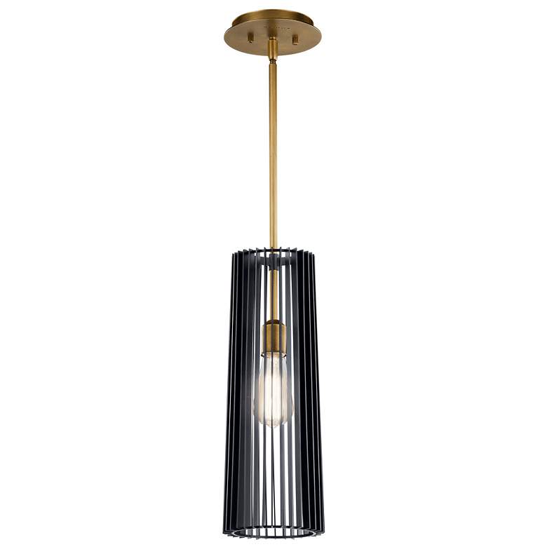 Image 2 Kichler Linara 6" Wide Black and Natural Brass Mini Pendant