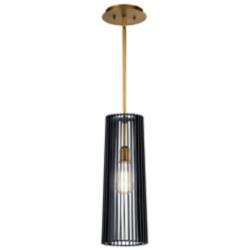 Kichler Linara 6" Wide Black and Natural Brass Mini Pendant
