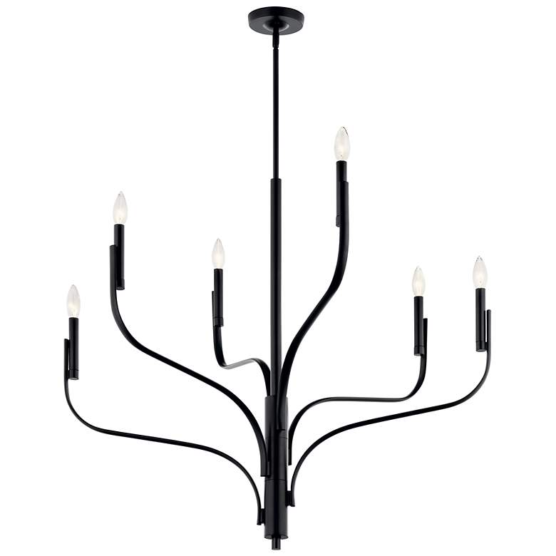 Image 2 Kichler Livadia 36 1/4" Wide 6-Light Modern Black Chandelier