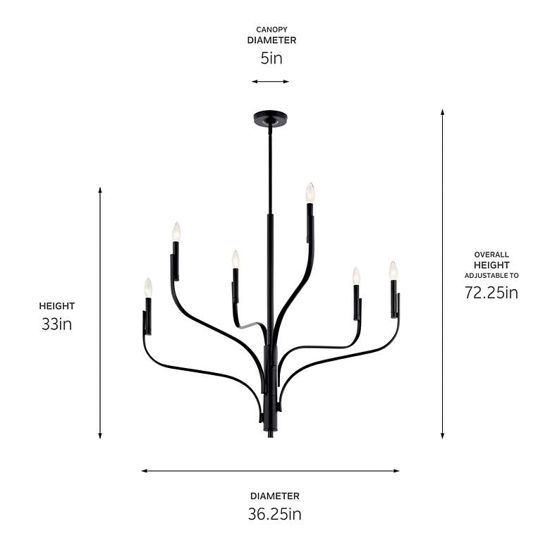 Image 7 Kichler Livadia 36 1/4" Wide 6-Light Modern Black Chandelier more views