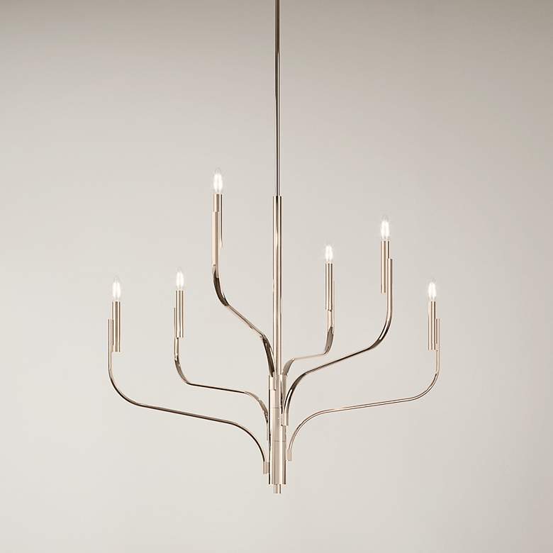Image 1 Kichler Livadia 36 1/4" Wide 6-Light Modern Polished Nickel Chandelier