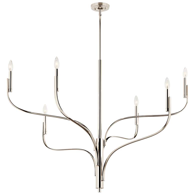 Image 1 Kichler Livadia 47 1/4" 6-Light Polished Nickel Candelabra Chandelier