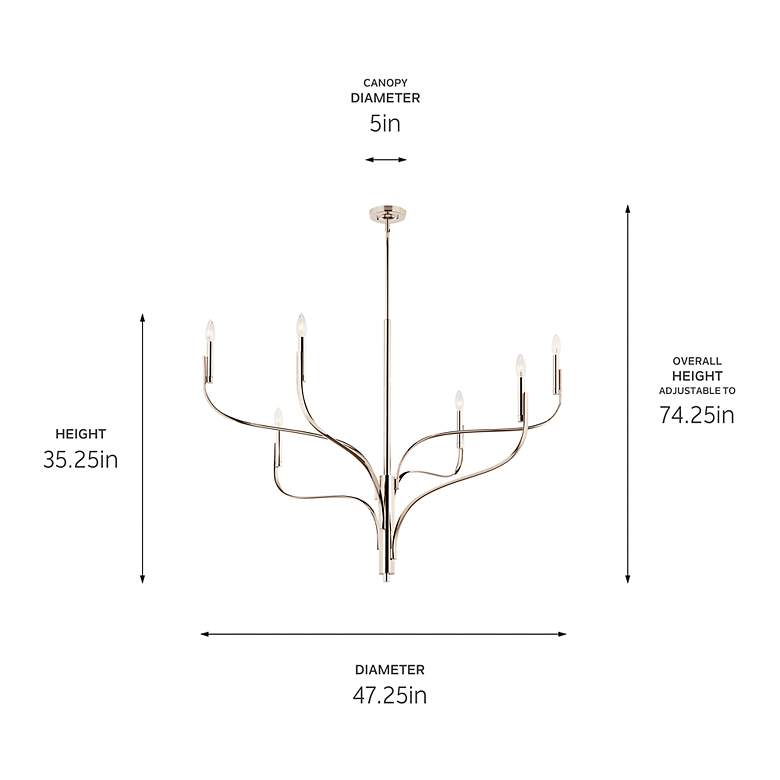 Image 7 Kichler Livadia 47 1/4" 6-Light Polished Nickel Candelabra Chandelier more views