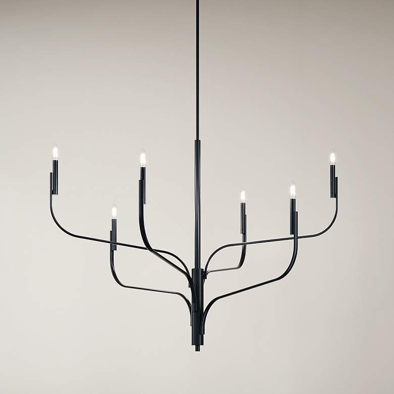 Image 1 Kichler Livadia 47 1/4" Wide Black 6-Light Chandelier