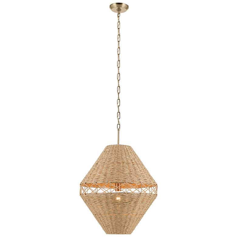 Image 1 Kichler Lulo 20 Inch 1 Light Pendant with Handwoven Natural Cord in CPZ