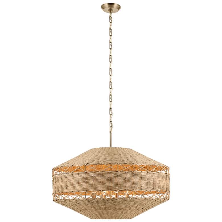 Image 1 Kichler Lulo 30.25 Inch 1 Light Pendant with Handwoven Natural Cord in CPZ