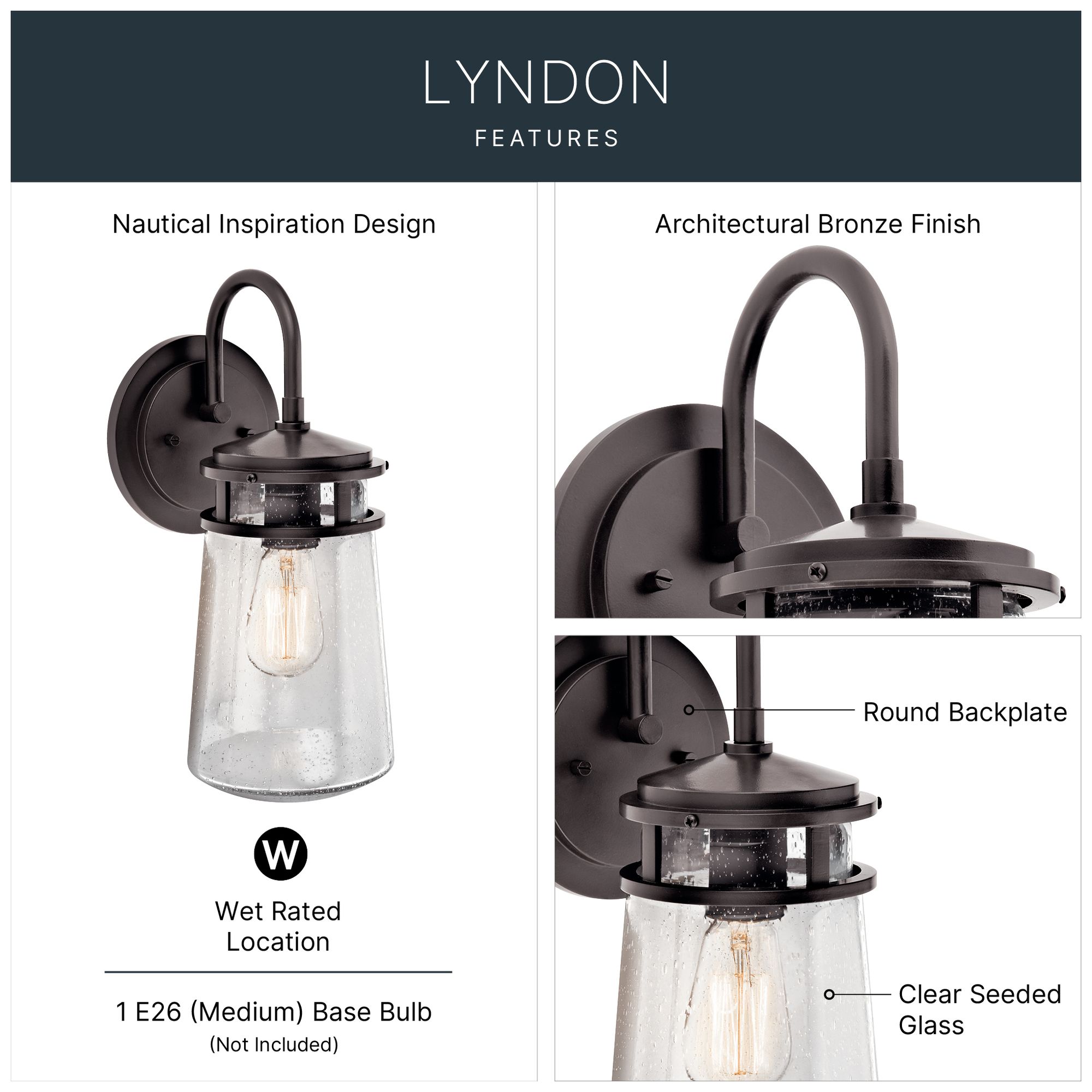 Image 4 Kichler Lyndon 15" High Seedy Glass Outdoor Wall Light more views