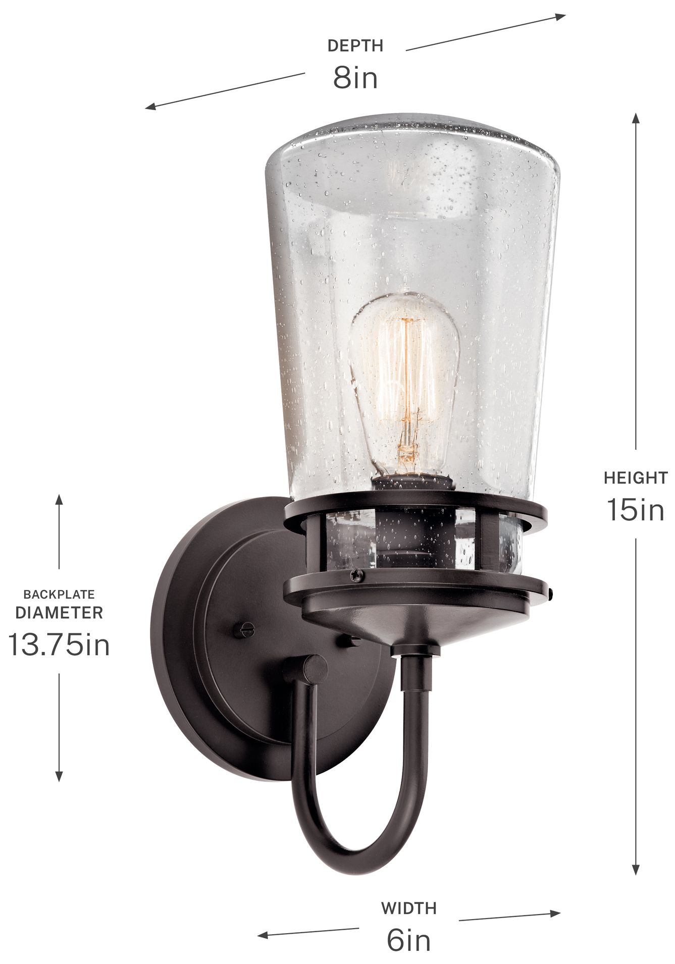 Kichler Lyndon 15" High Seedy Glass Outdoor Wall Light