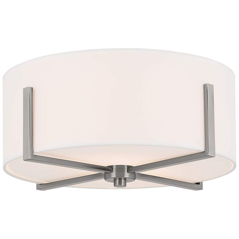 Image 2 Kichler Malen 15.5 Inch 2 Light Flush Mount with White Fabric Shade