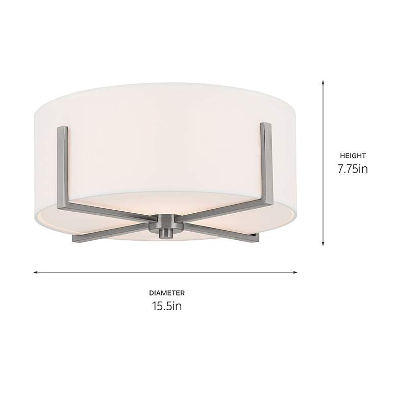 Image 4 Kichler Malen 15.5 Inch 2 Light Flush Mount with White Fabric Shade more views