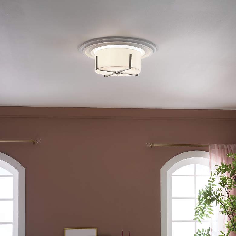 Image 7 Kichler Malen 15.5 Inch 2 Light Flush Mount with White Fabric Shade more views