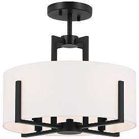 Image1 of Kichler Malen 15.5 Inch 4 Light Semi-Flush with White Fabric Shade in Black