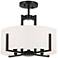 Kichler Malen 15.5 Inch 4 Light Semi-Flush with White Fabric Shade in Black