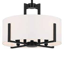 Image3 of Kichler Malen 15.5 Inch 4 Light Semi-Flush with White Fabric Shade in Black more views