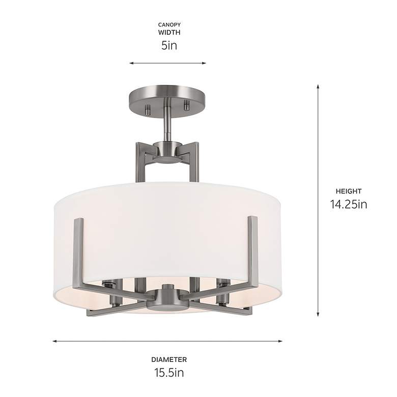 Image 6 Kichler Malen 15.5 Inch 4 Light Semi-Flush with White Fabric Shade more views