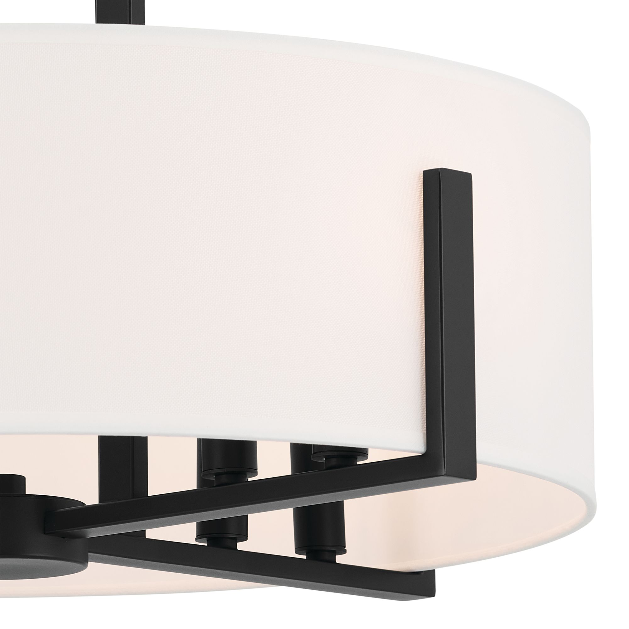 Image 2 Kichler Malen 20 Inch 8 Light Semi-Flush with White Fabric Shade in Black more views
