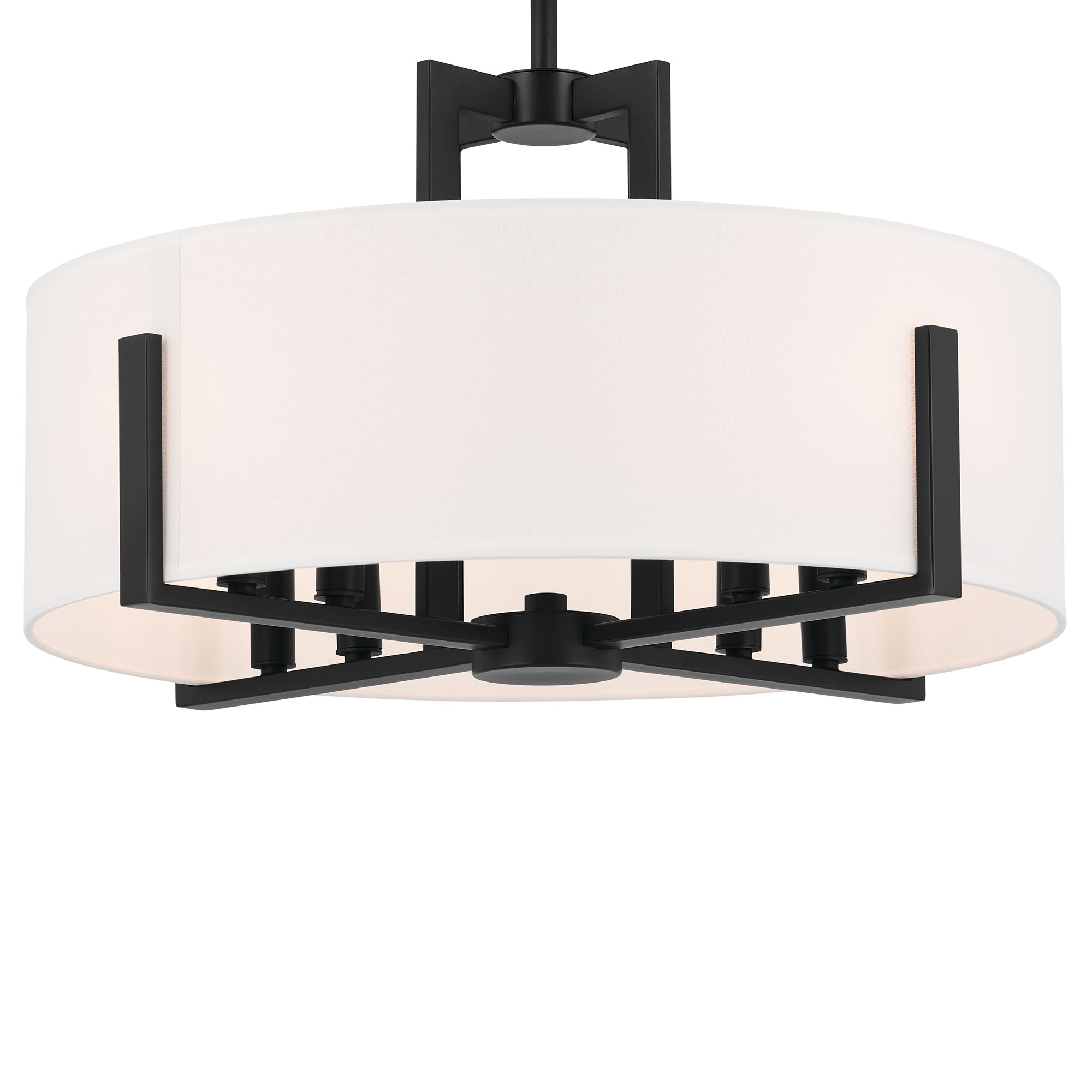 Image 3 Kichler Malen 20 Inch 8 Light Semi-Flush with White Fabric Shade in Black more views