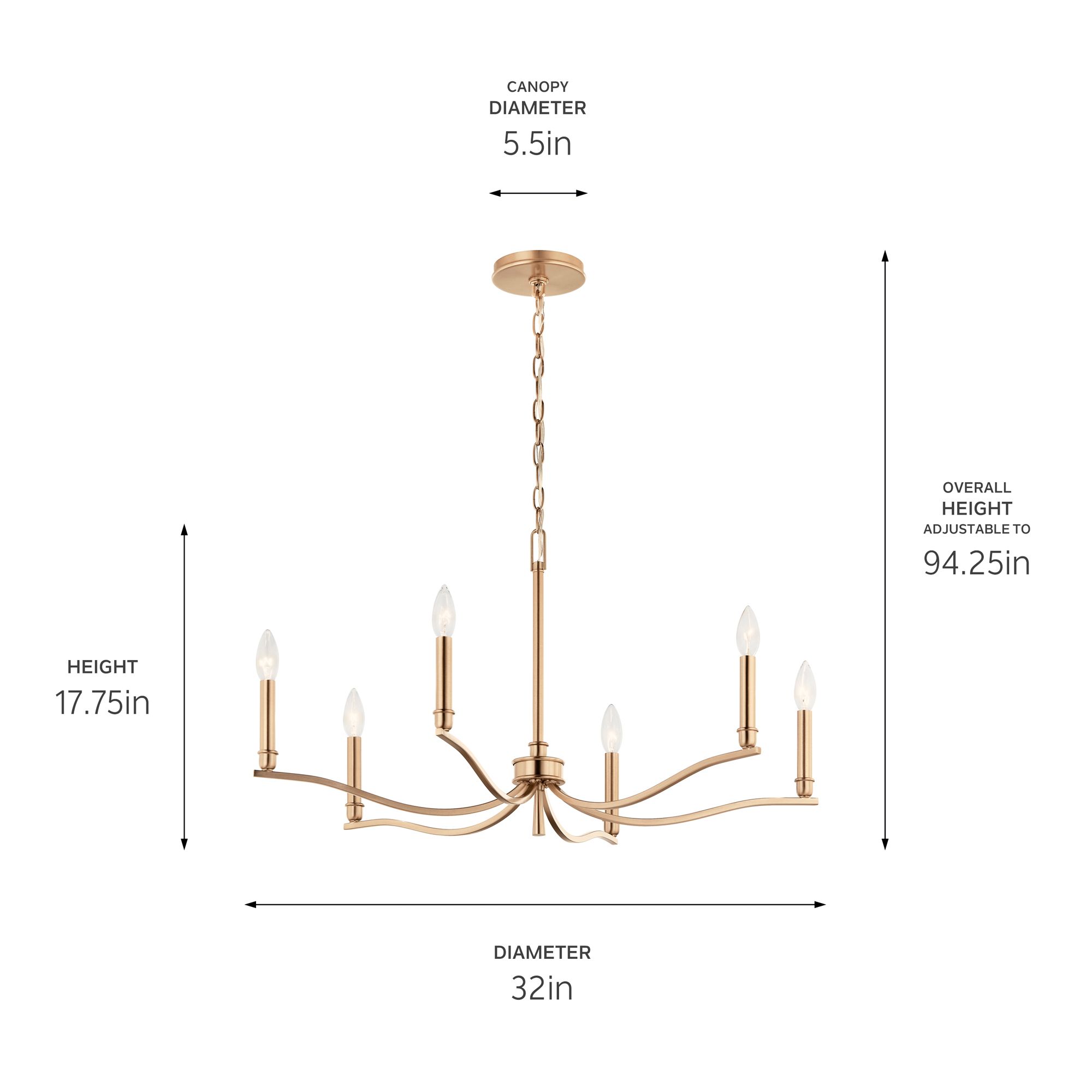 Kichler Malene 32" Wide Champagne Bronze 6-Light Chandelier