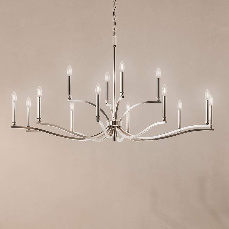Image 1 Kichler Malene 52 3/4"W Polished Nickel 14-Light Chandelier