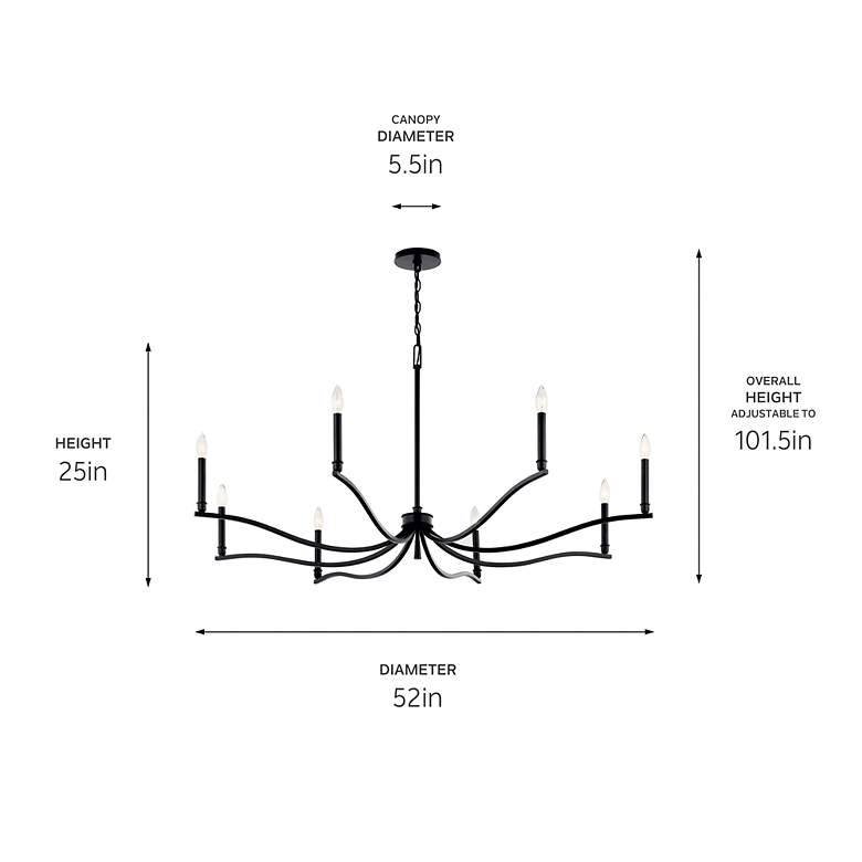 Image 7 Kichler Malene 52" Wide 8=Light Black Finish Large Chandelier more views