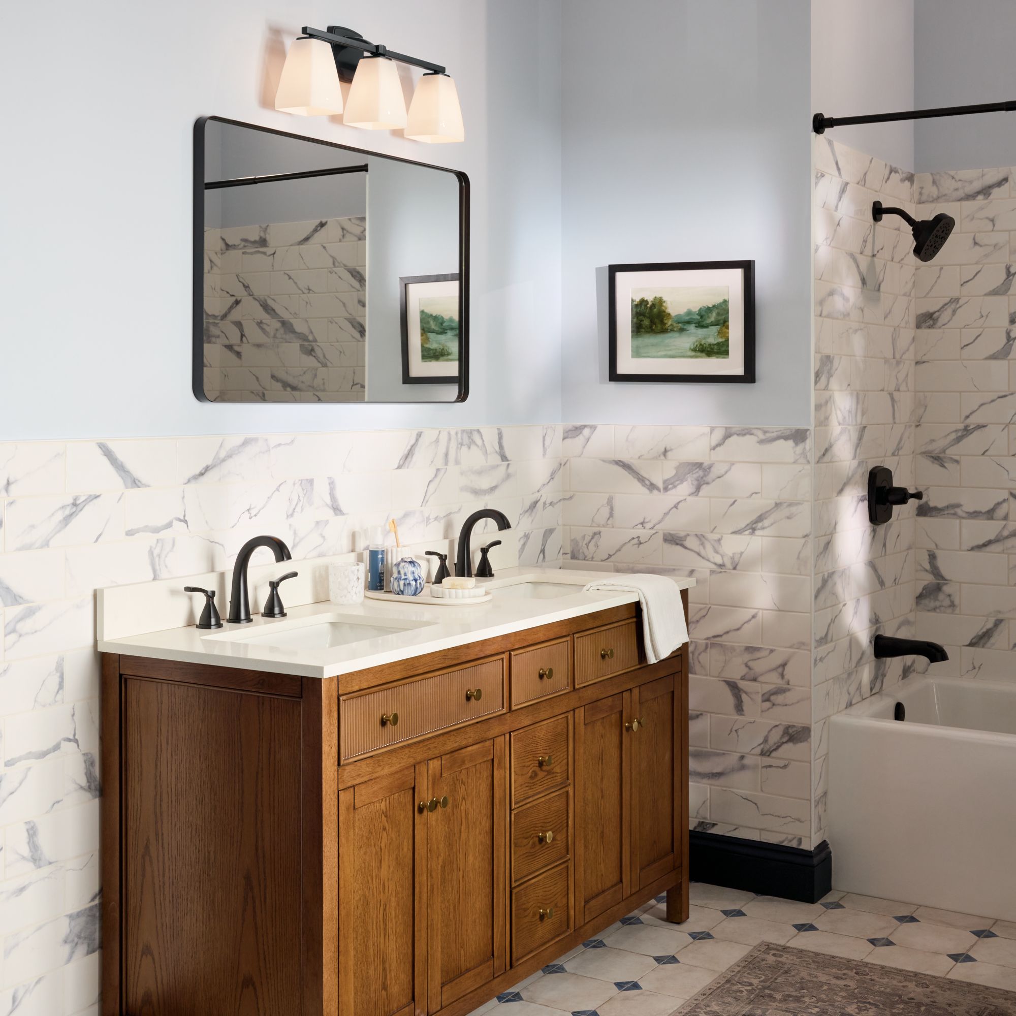 Image 3 Kichler Marant Black Bath 3Lt with Opal Glass more views