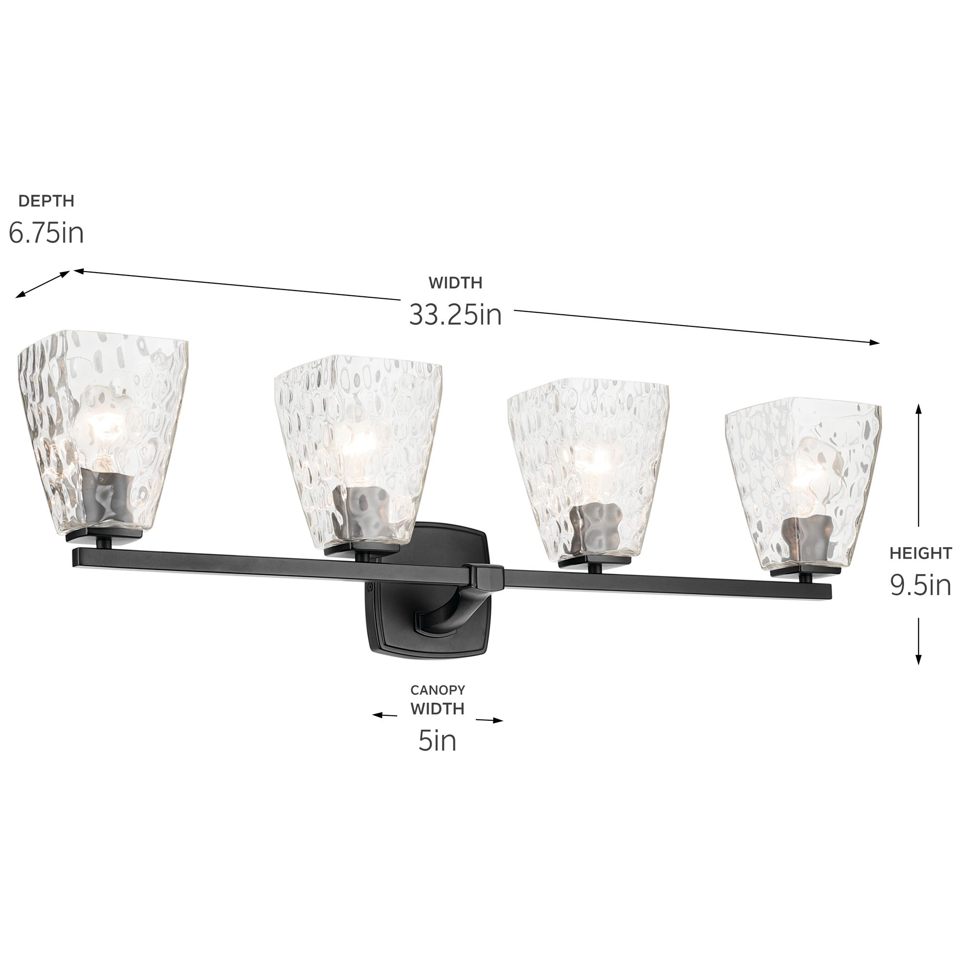 Image 7 Kichler Marant Black Bath 4Lt with Clear Water Glass more views