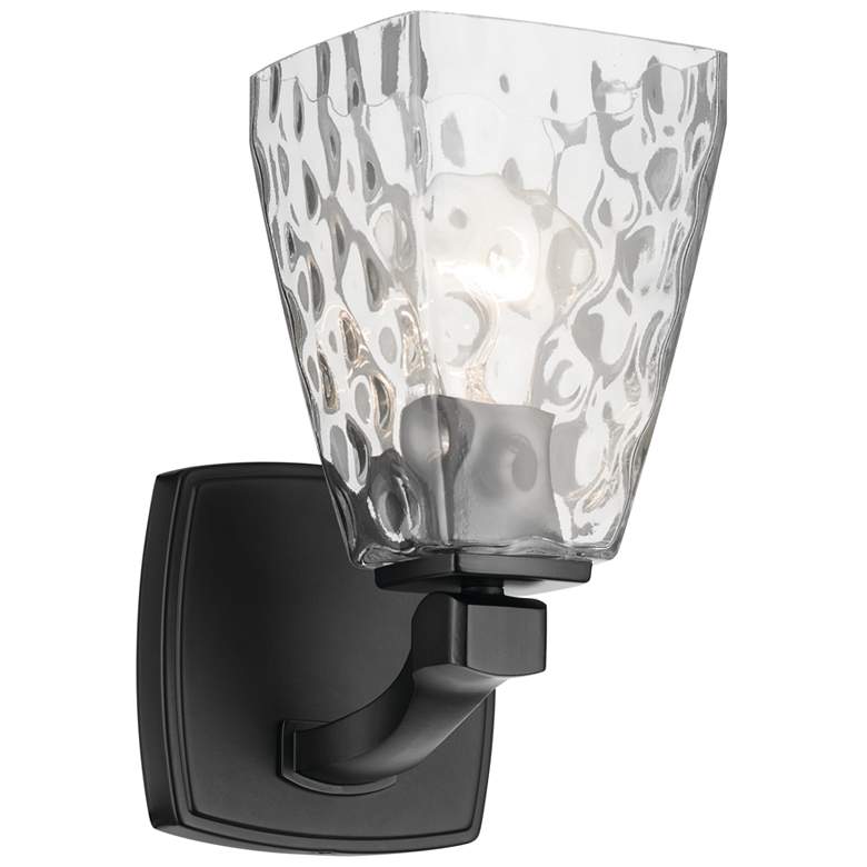Image 1 Kichler Marant Black Wall Sconce 1Lt with Clear Water Glass