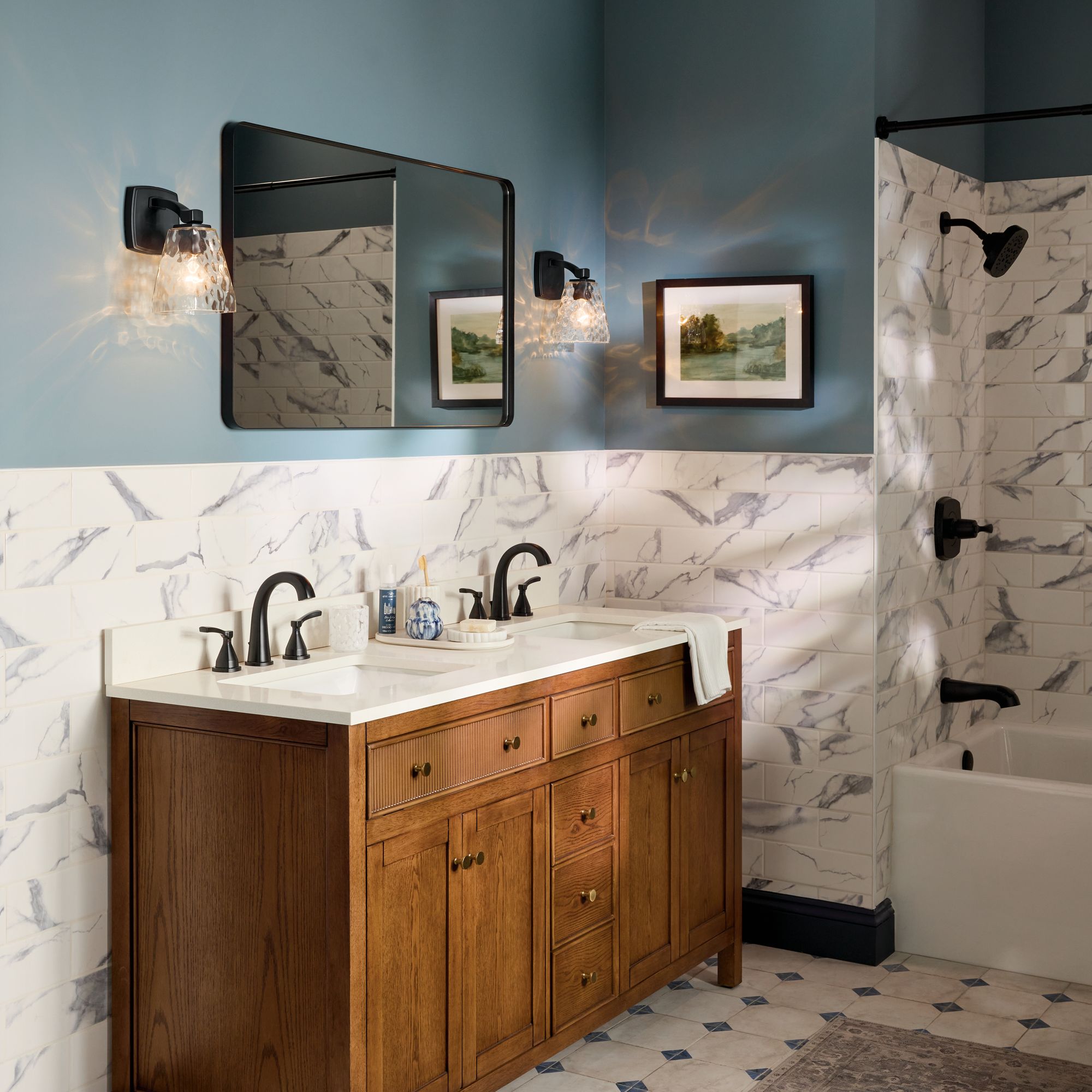 Image 3 Kichler Marant Black Wall Sconce 1Lt with Clear Water Glass more views