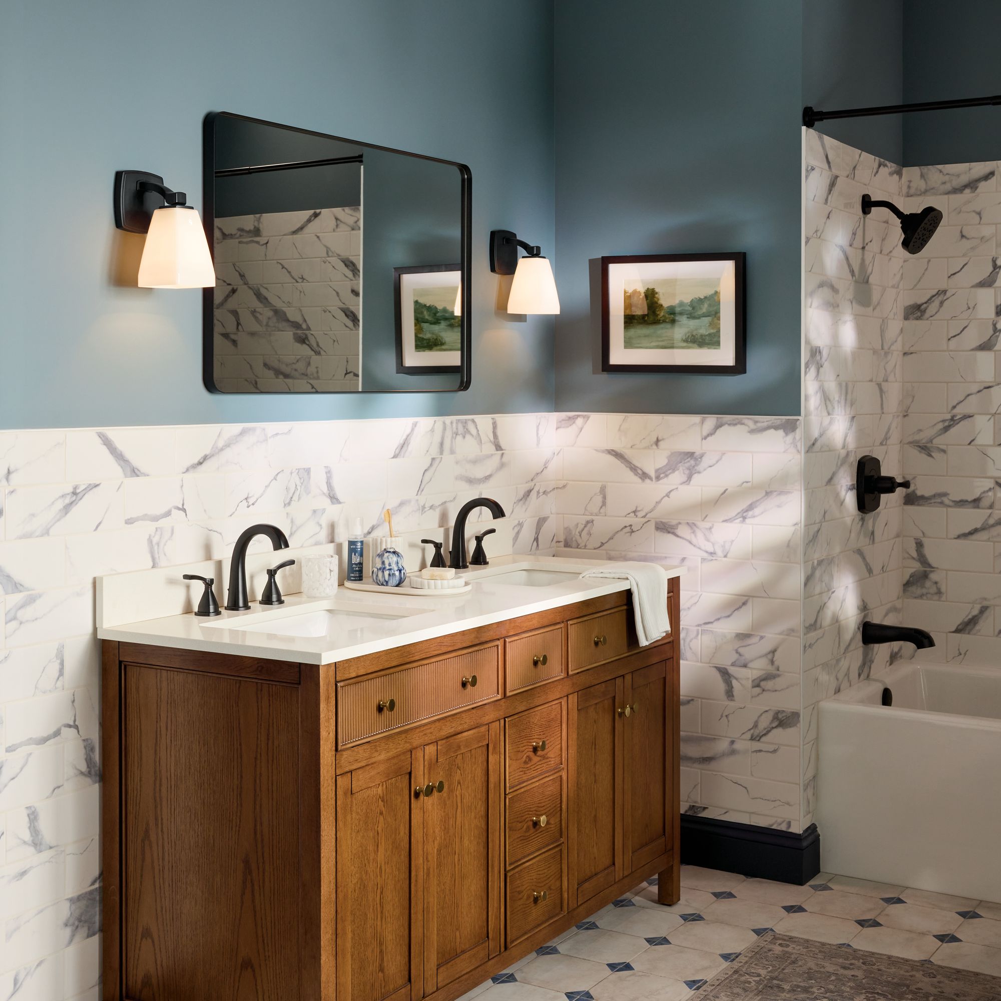 Image 3 Kichler Marant Black Wall Sconce 1Lt with Opal Glass more views