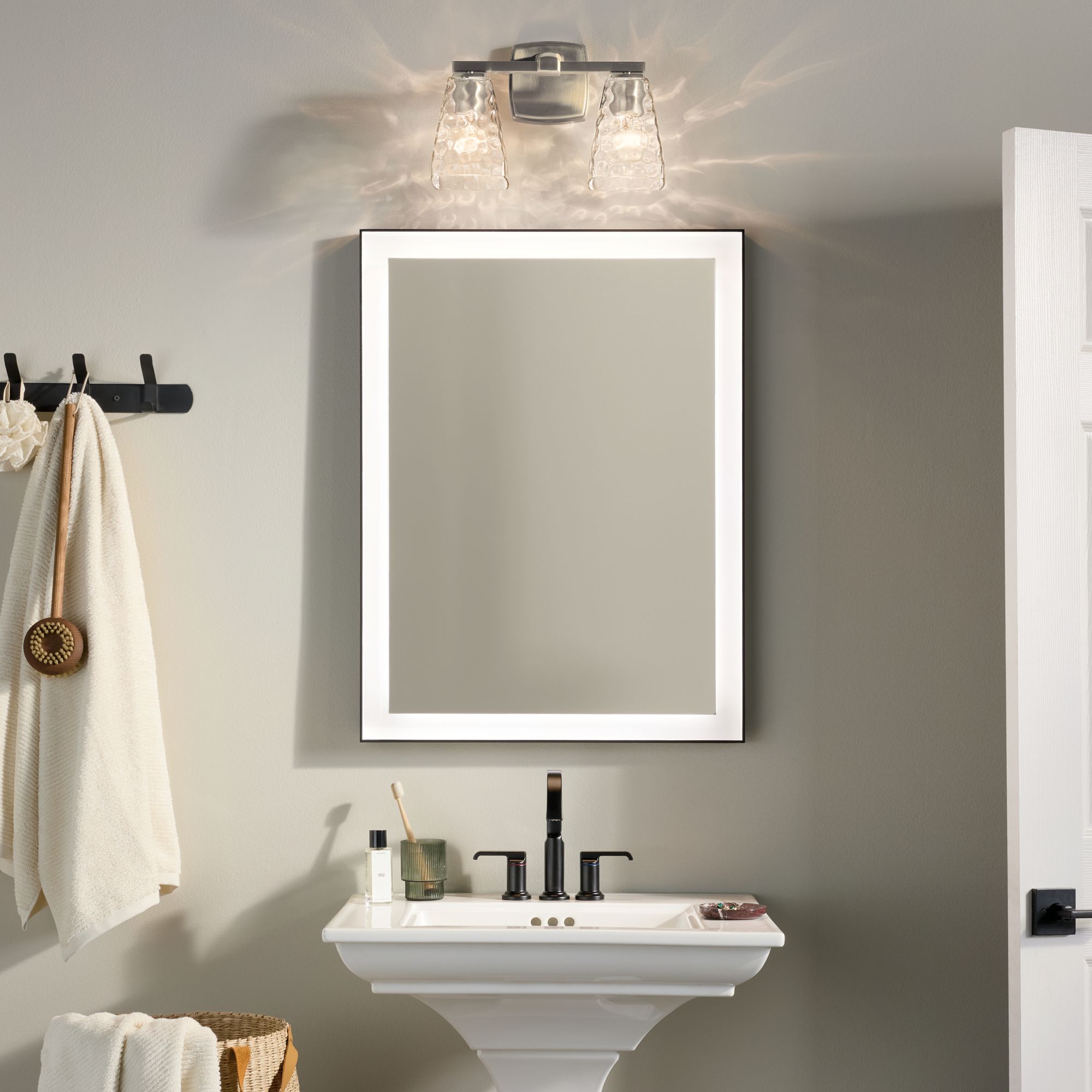 Image 3 Kichler Marant Brushed Nickel Bath 2Lt with Clear Water Glass more views