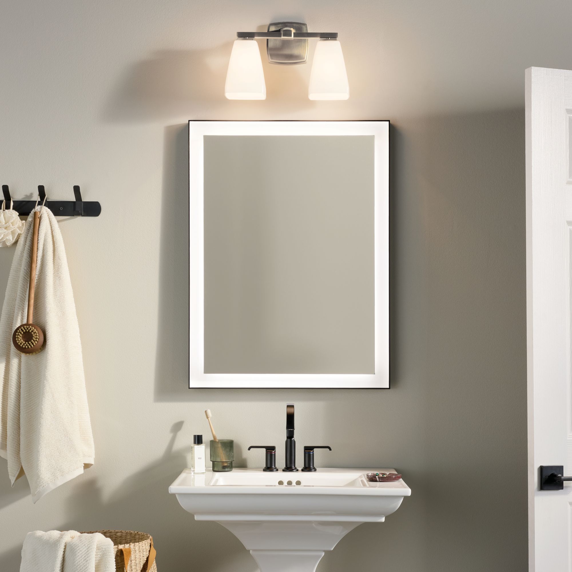 Image 3 Kichler Marant Brushed Nickel Bath 2Lt with Opal Glass more views