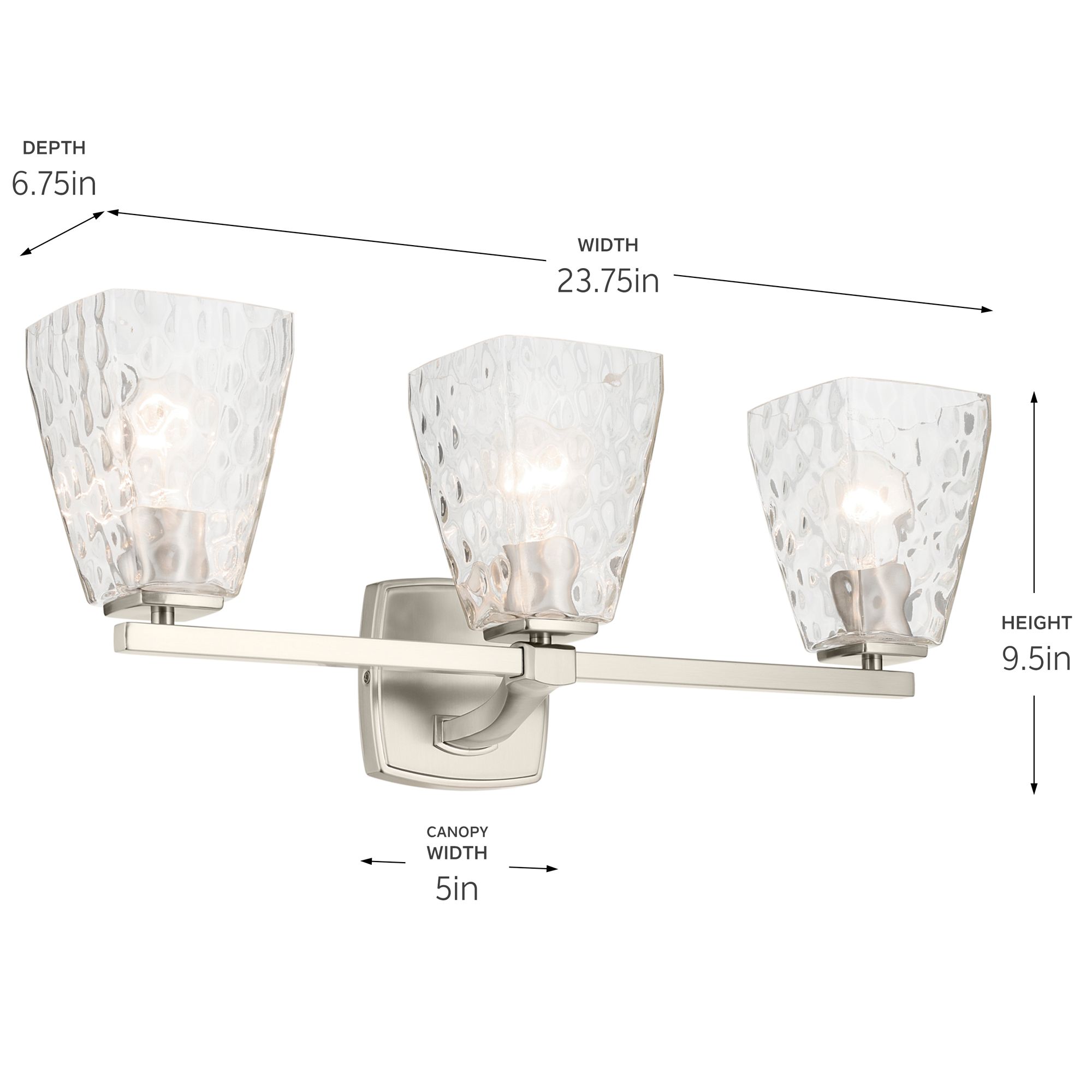 Image 6 Kichler Marant Brushed Nickel Bath 3Lt with Clear Water Glass more views