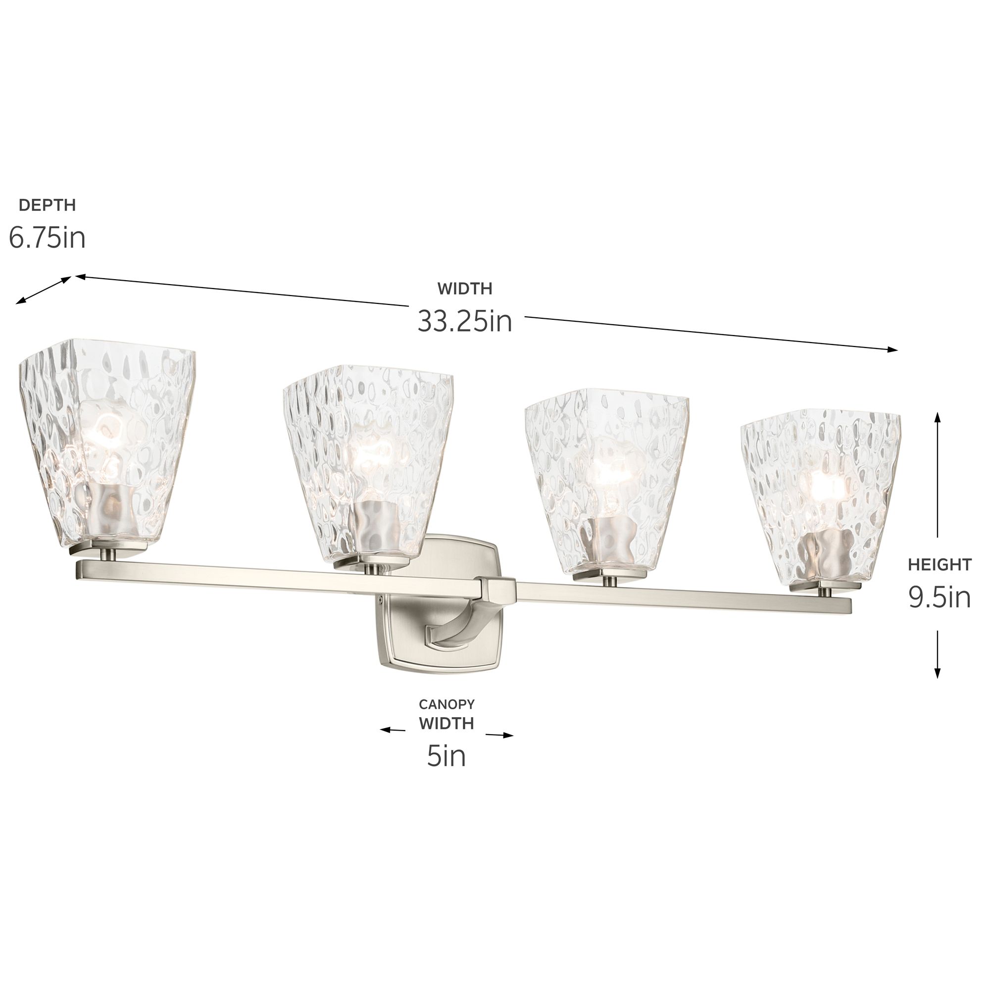 Image 6 Kichler Marant Brushed Nickel Bath 4Lt with Clear Water Glass more views