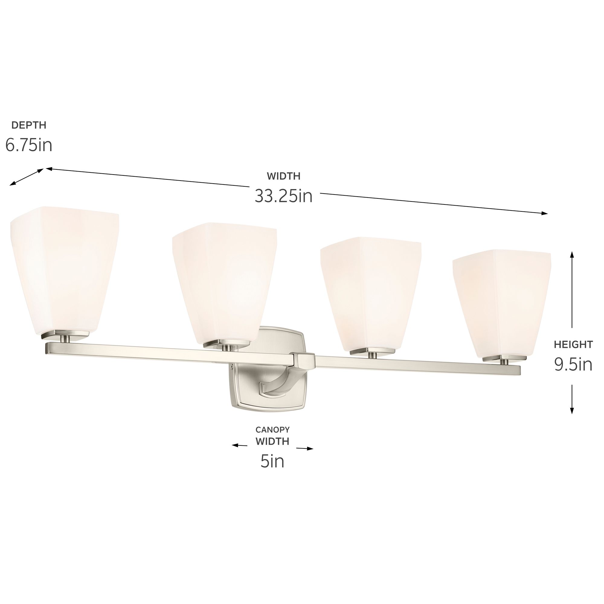 Kichler Marant Brushed Nickel Bath 4Lt with Opal Glass