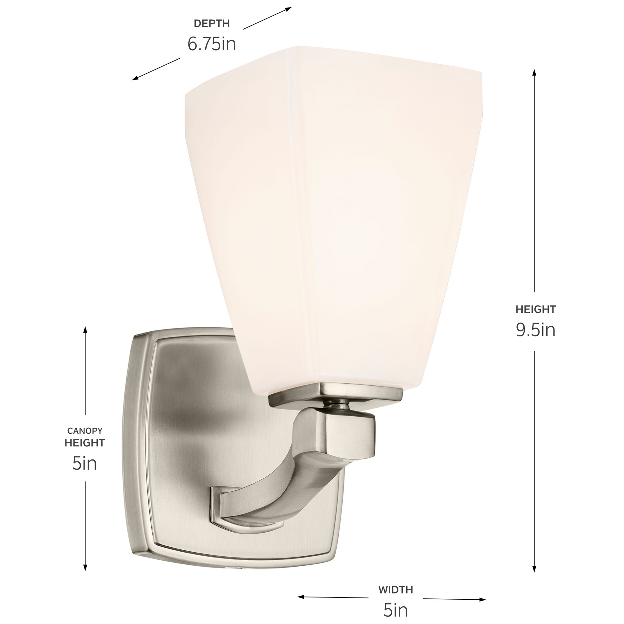 Image 5 Kichler Marant Brushed Nickel Wall Sconce 1Lt with Opal Glass more views