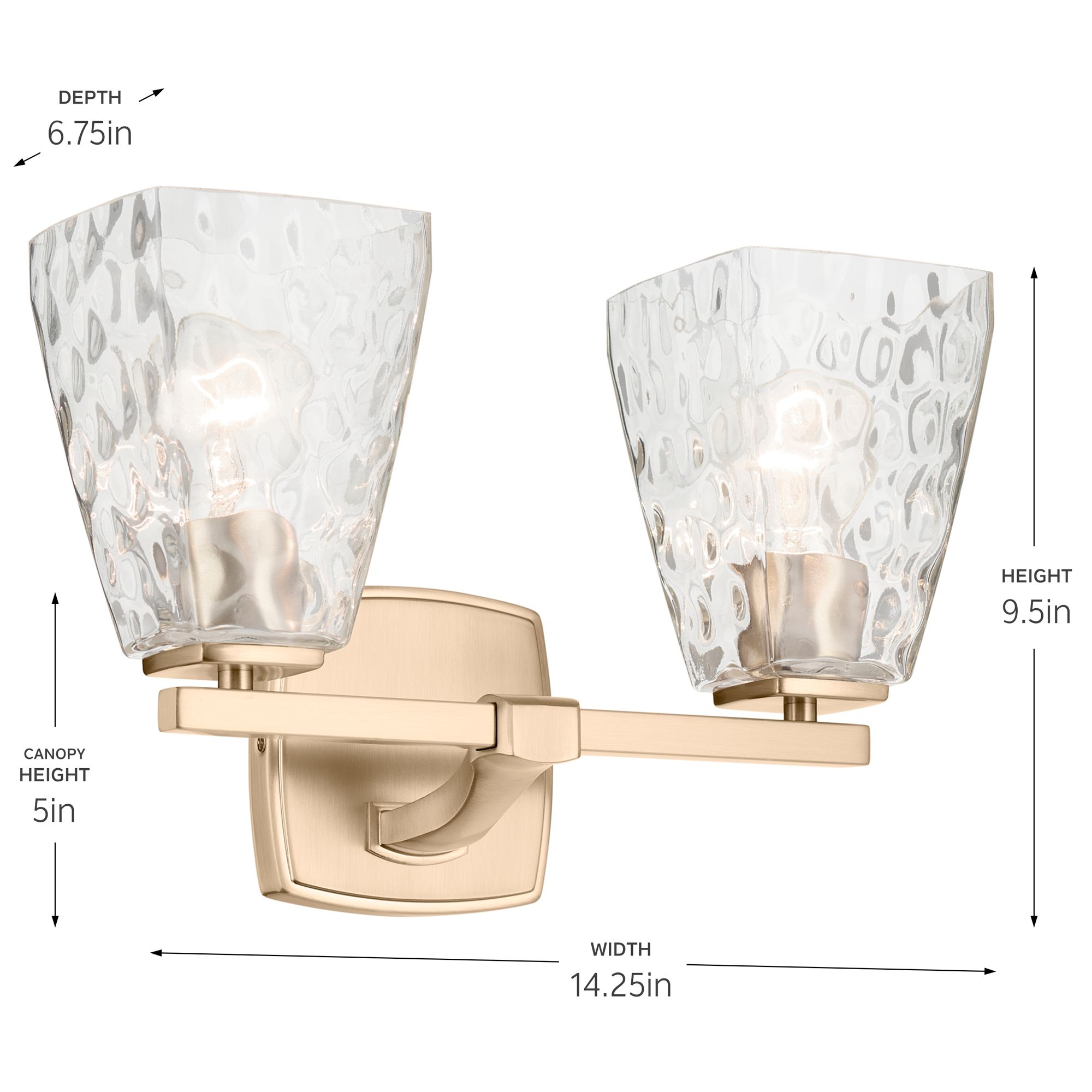 Kichler Marant Champagne Bronze Bath 2Lt with Clear Water Glass