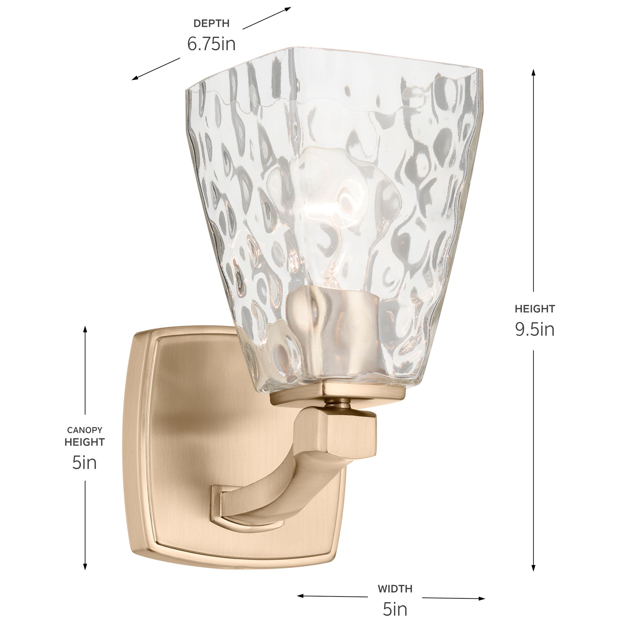 Kichler Marant Champagne Bronze Wall Sconce 1Lt with Clear Water Glass