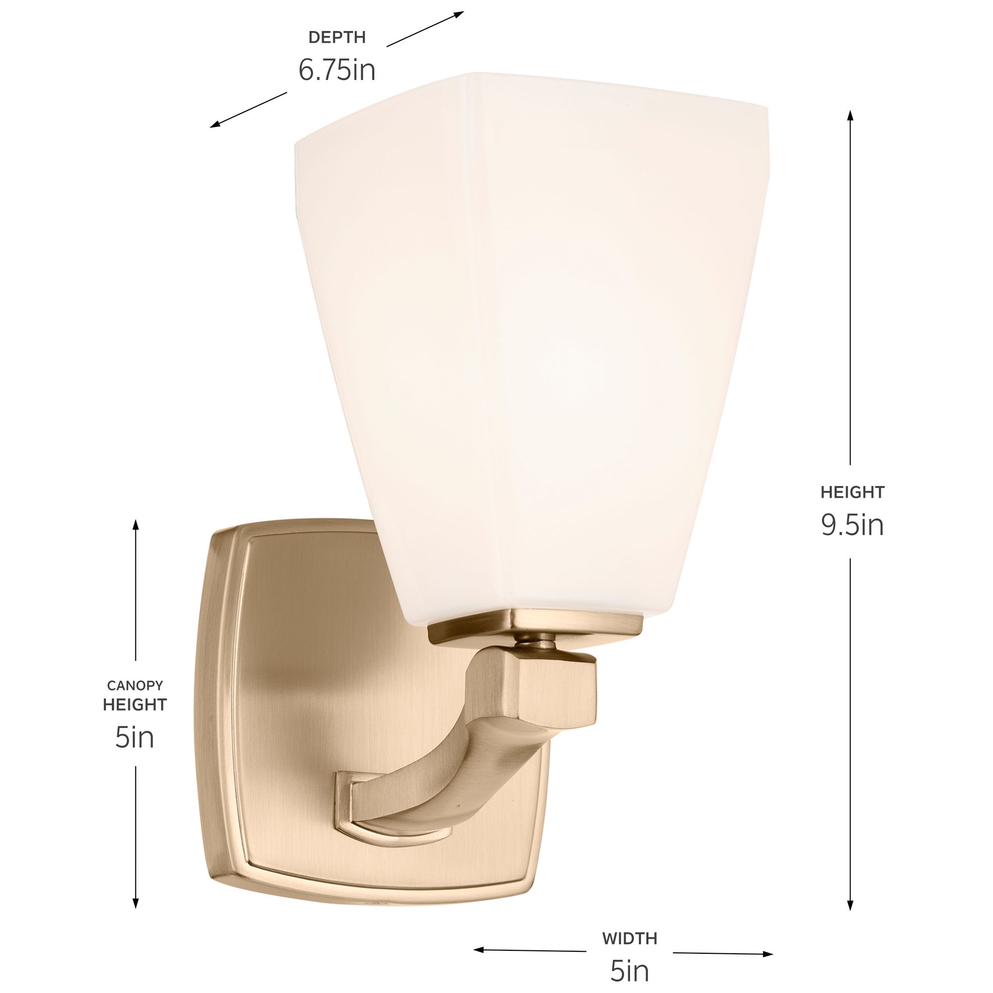 Kichler Marant Champagne Bronze Wall Sconce 1Lt with Opal Glass