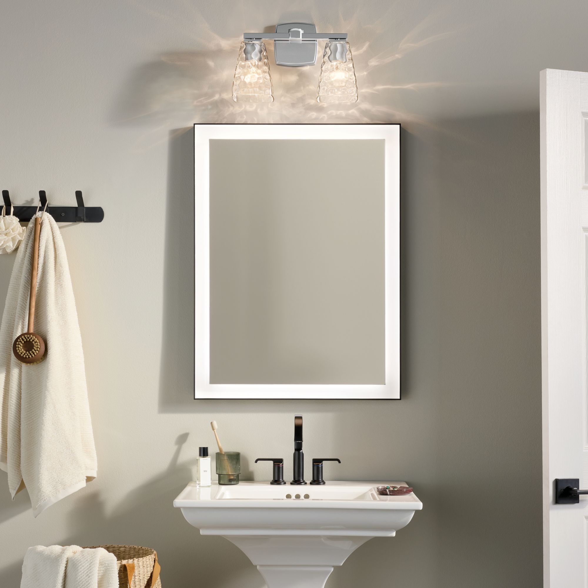 Image 3 Kichler Marant Chrome Bath 2Lt with Clear Water Glass more views