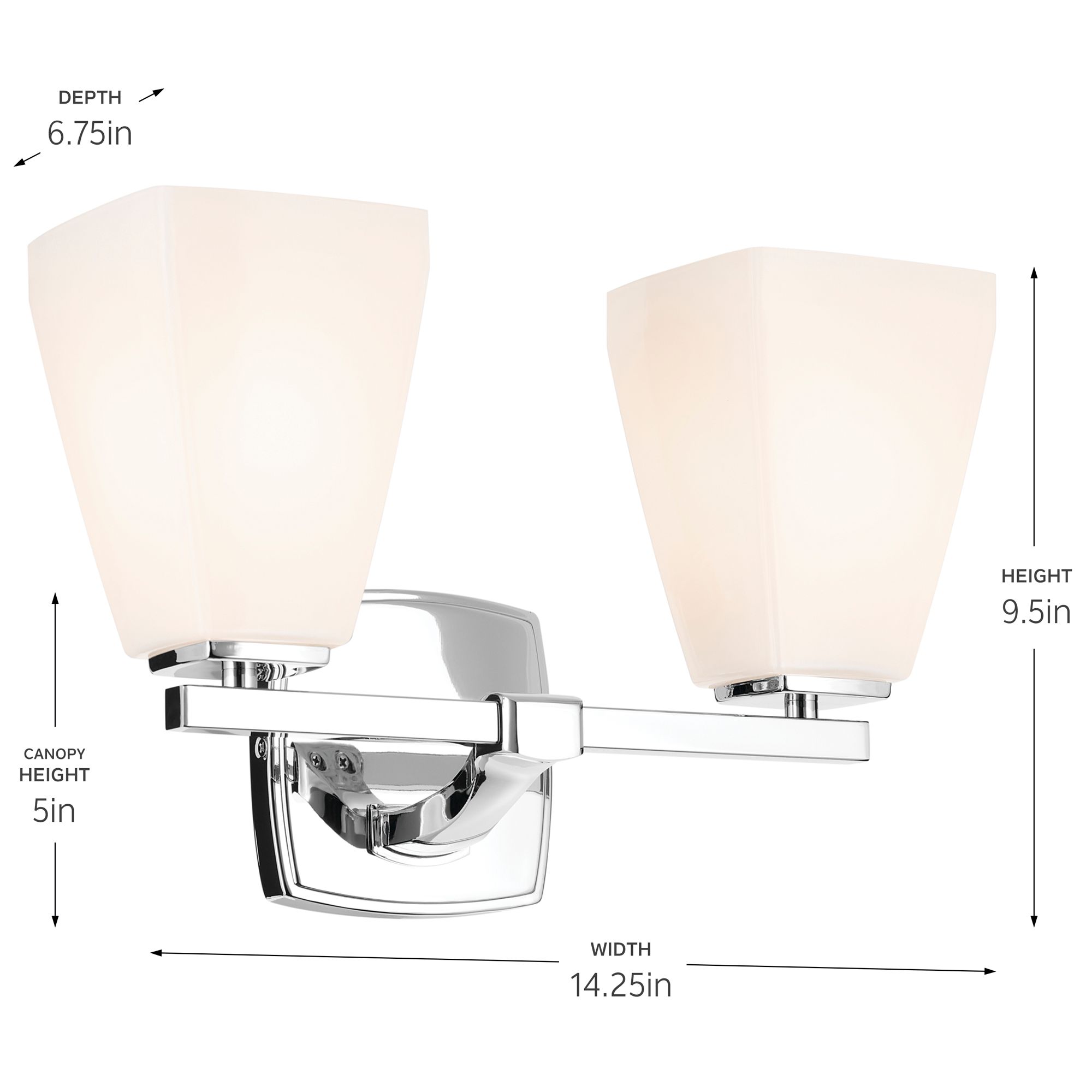 Kichler Marant Chrome Bath 2Lt with Opal Glass