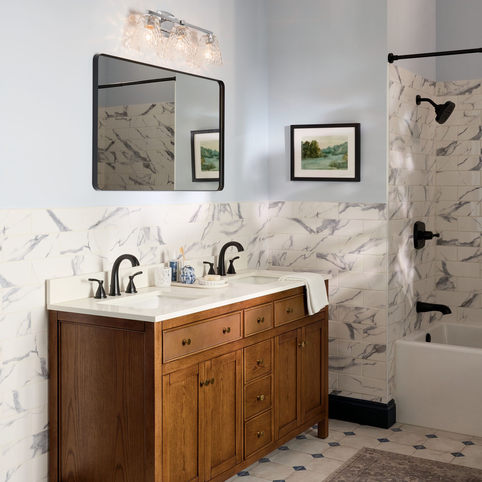 Image 3 Kichler Marant Chrome Bath 3Lt with Clear Water Glass more views