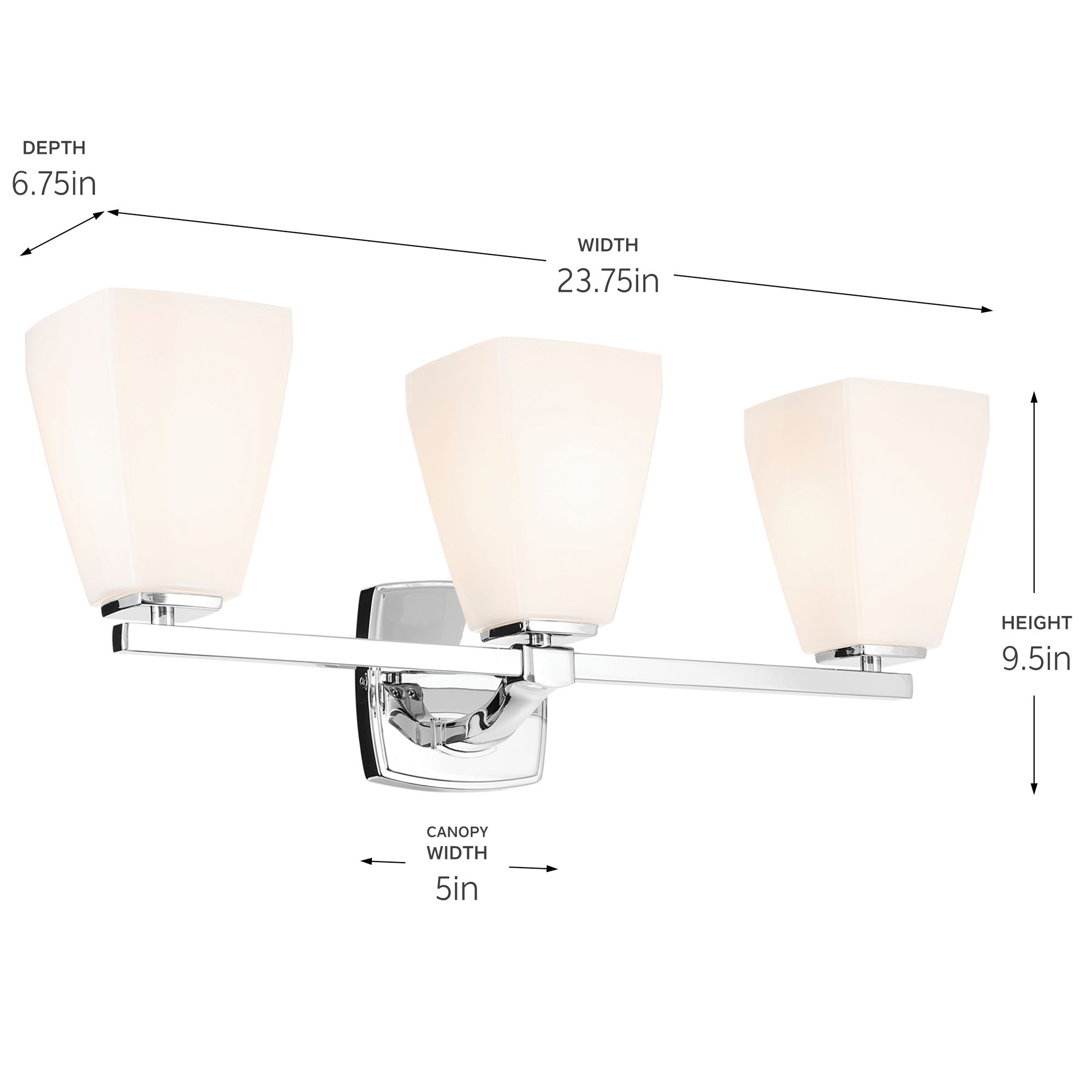 Kichler Marant Chrome Bath 3Lt with Opal Glass