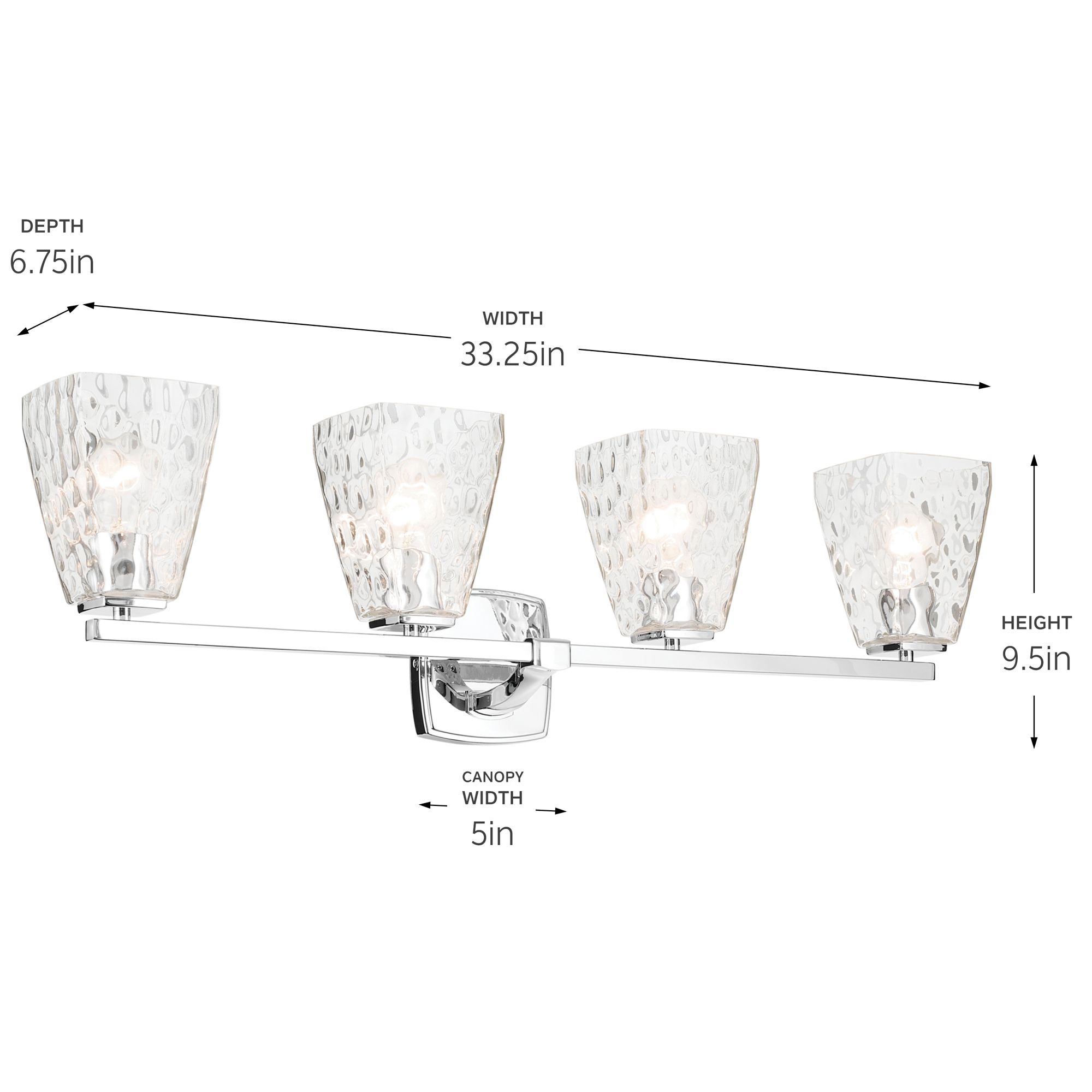 Image 6 Kichler Marant Chrome Bath 4Lt with Clear Water Glass more views