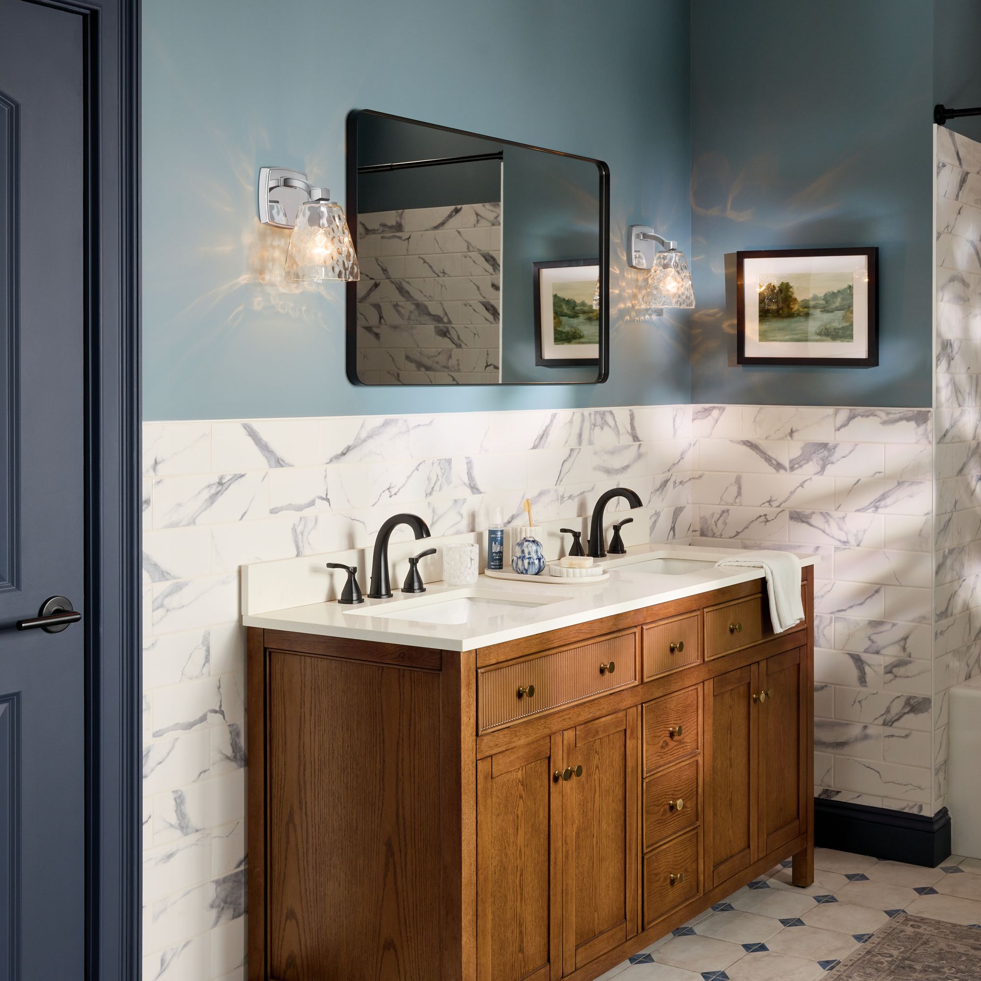 Image 3 Kichler Marant Chrome Wall Sconce 1Lt with Clear Water Glass more views