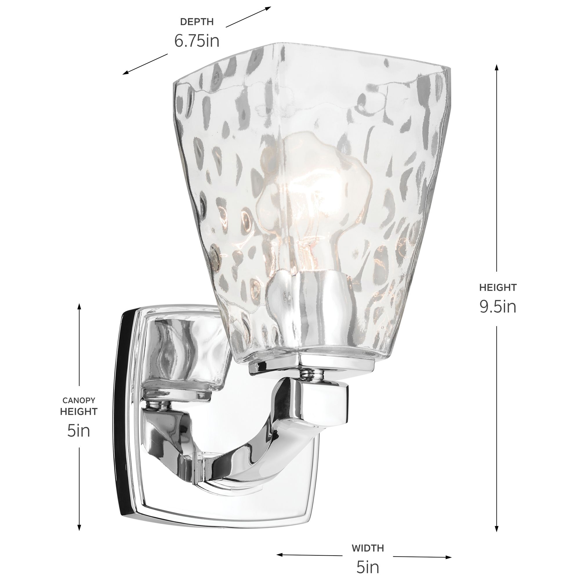 Kichler Marant Chrome Wall Sconce 1Lt with Clear Water Glass