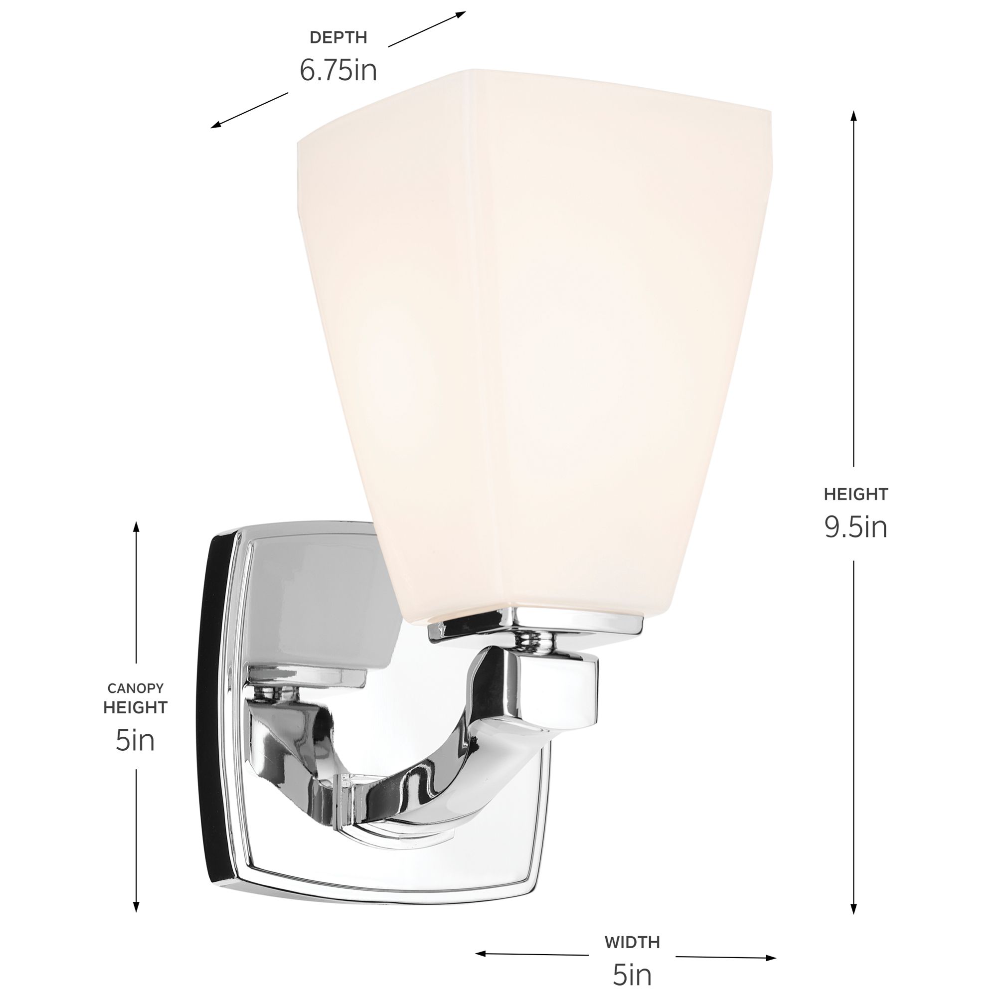 Kichler Marant Chrome Wall Sconce 1Lt with Opal Glass